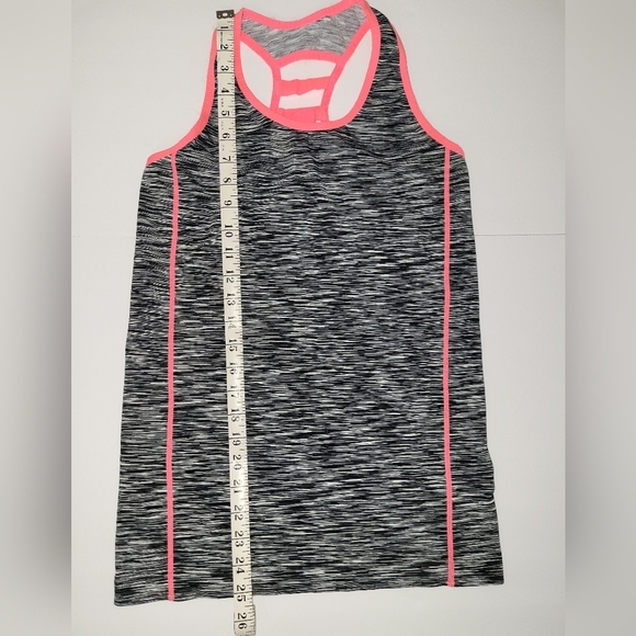 Feathers Maternity heather grey & neon pink ladder racerback tank top - Picture 3 of 6
